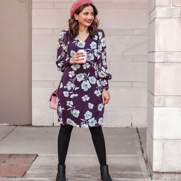 CABI NWT $119 Ellery Lined Floral Shift Dress in Royal Flowers Size Small