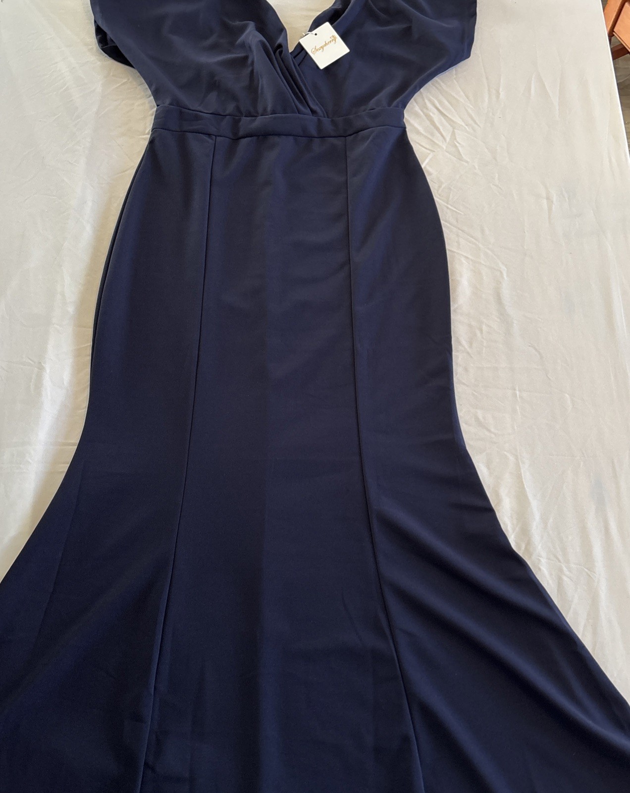Sexycherry, Navy Blue, Formal Dress Mermaid Solid Evening Gown, Sz M/L Glamorous