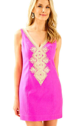 NEW LILLY PULITZER JUNIE BERRY SANGRIA COTTON SHIFT EMBROIDERED DRESS SZ 0 $198