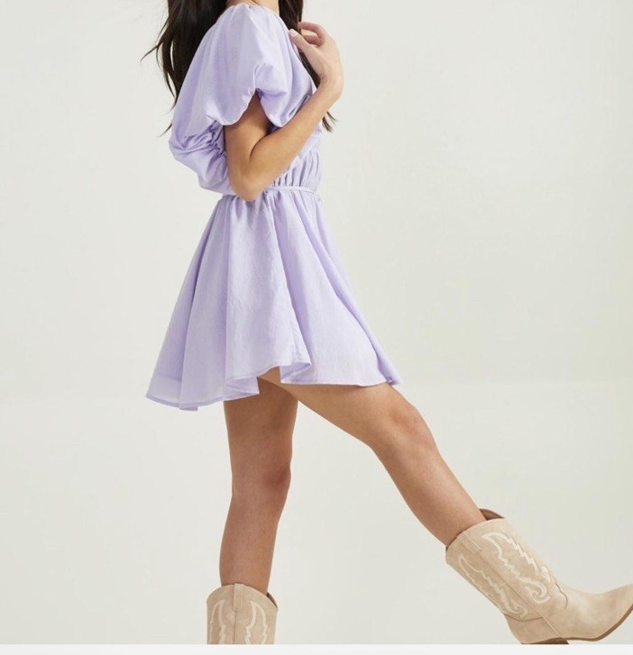 Altar’D State Amabella Puff Sleeve Wedding Guest Dress NWT Women L Bridal Shower