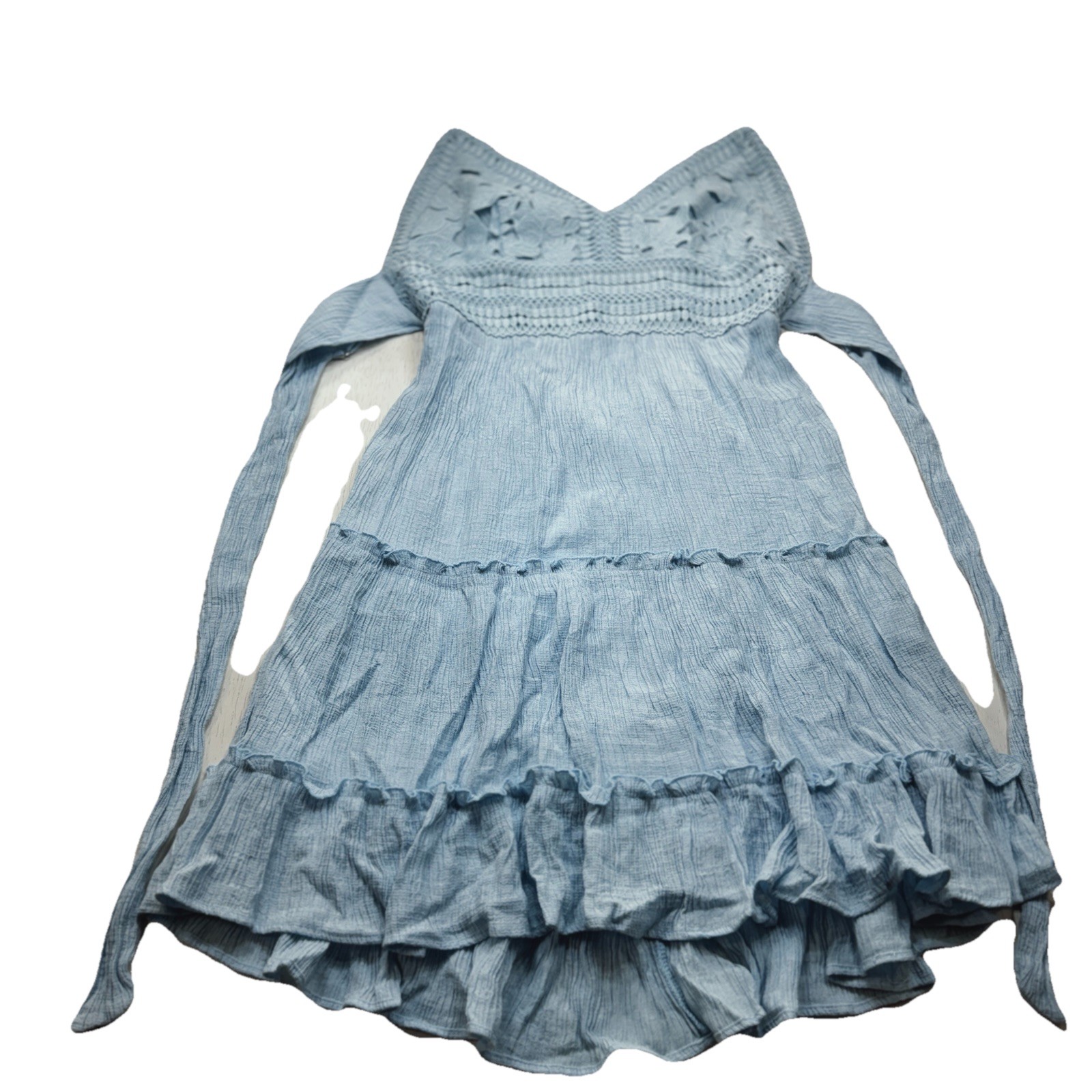 May Berries Marge Blue Lace Dress Ruffled Bottom Lined