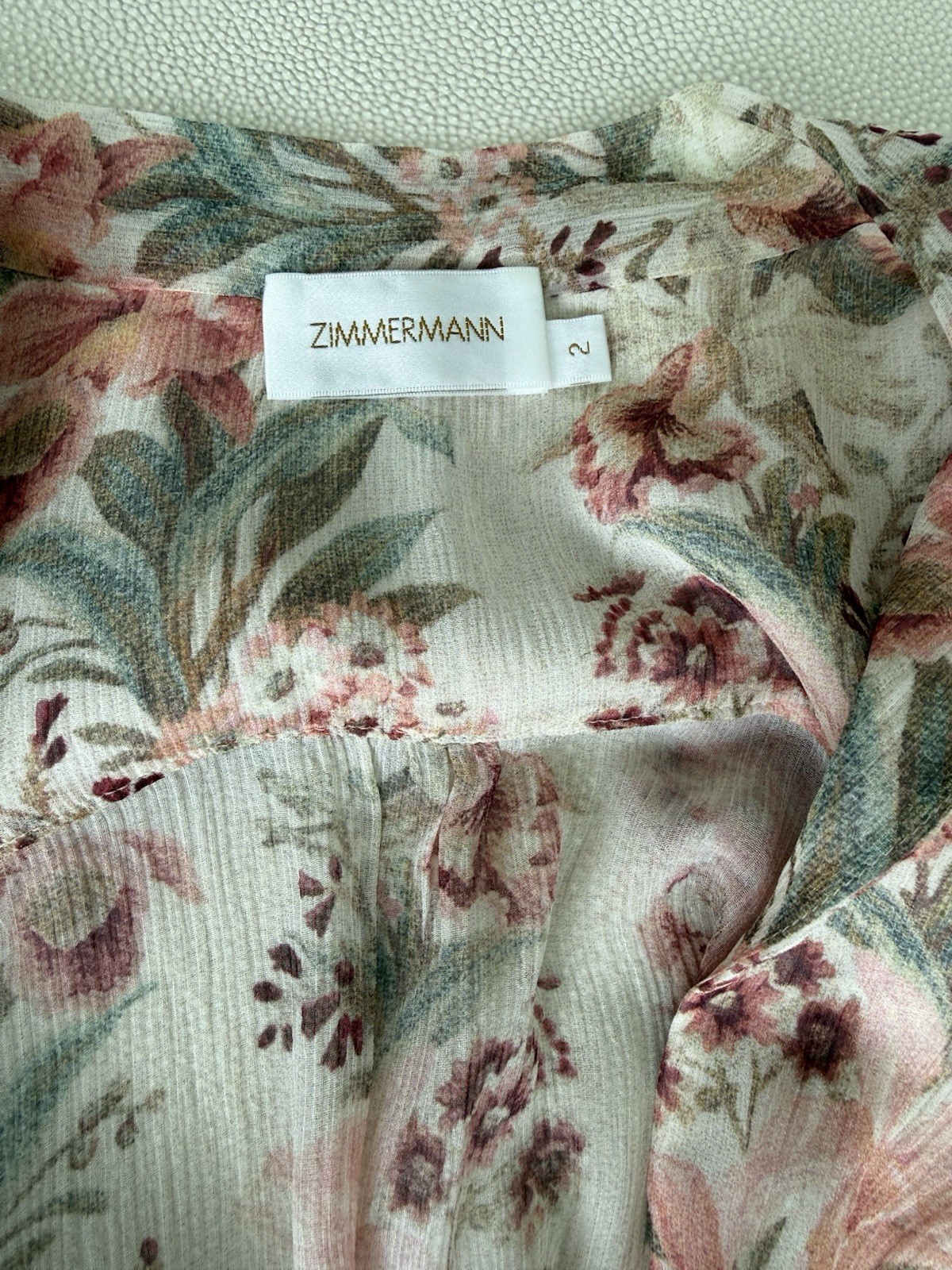 ZIMMERMANN Floral Silk Chiffon A-Line High Neck Ruffle Romper Sz 2