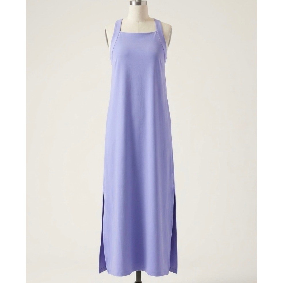Athleta Arrival Maxi Dress Hyacinth Periwinkle Size L Resort Athleisure Coastal