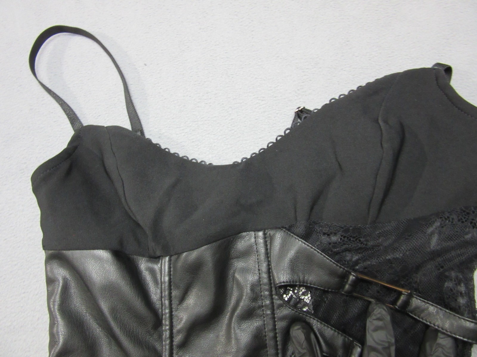 Outcast Dress Womens Medium Black Leather Castiel Mini Goth Party Alternative
