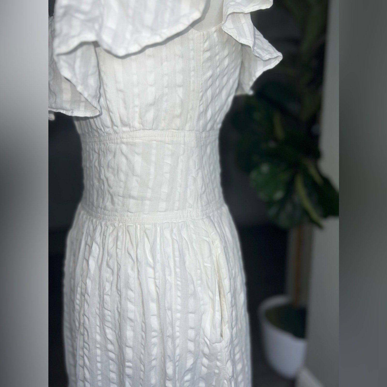 Tory Burch – White Ruffled Neckline Cotton Maxi Sundress Size 2