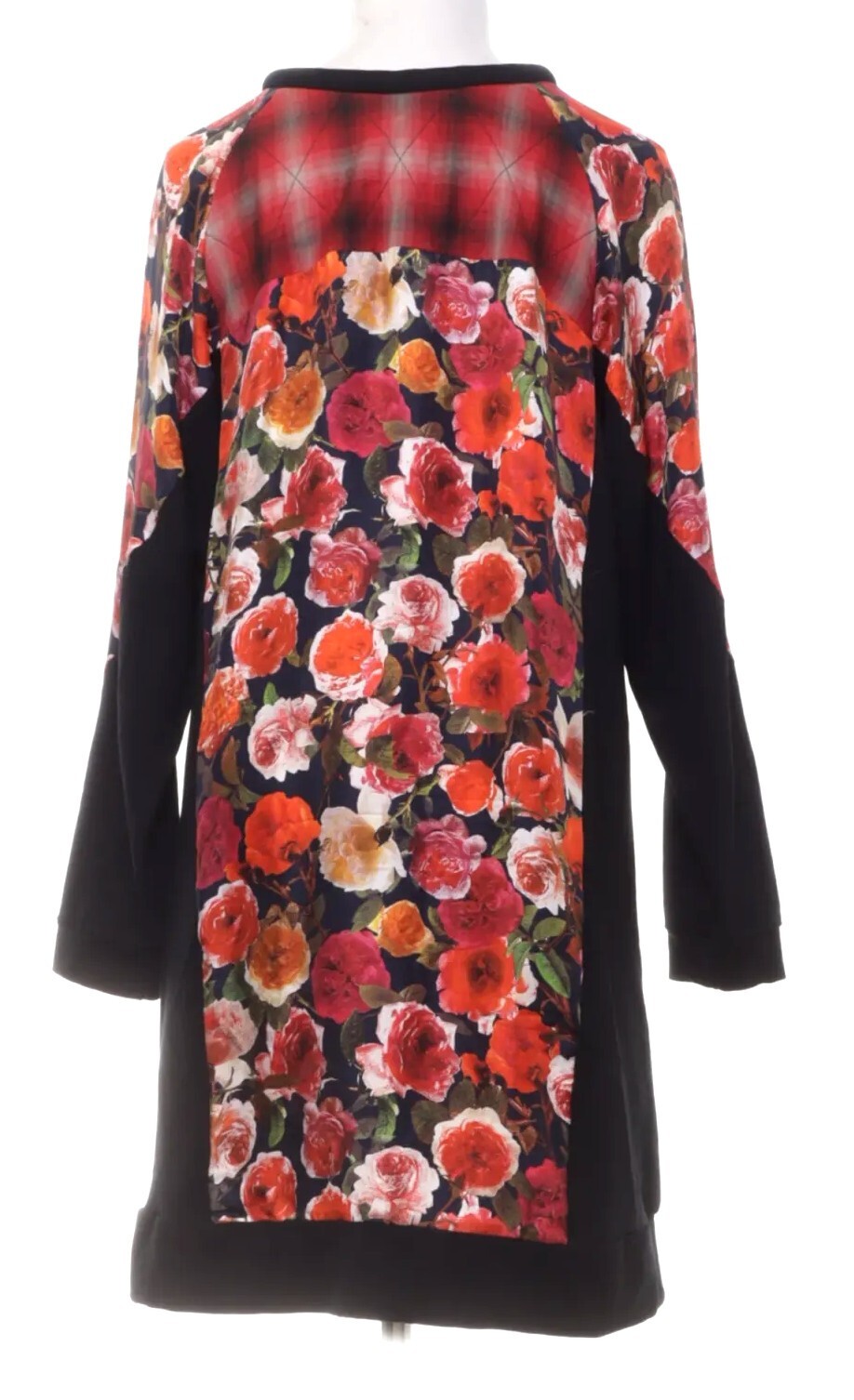 Silk dress flowers 40 Marc Cain black red roses N4 dress festive long sleeve classy