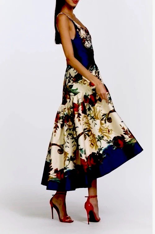 Alice and OLIVIA DIANA STRUCTURED MIDI DRESS In GILDED ROSE US 6 UK /AU 10 NWT