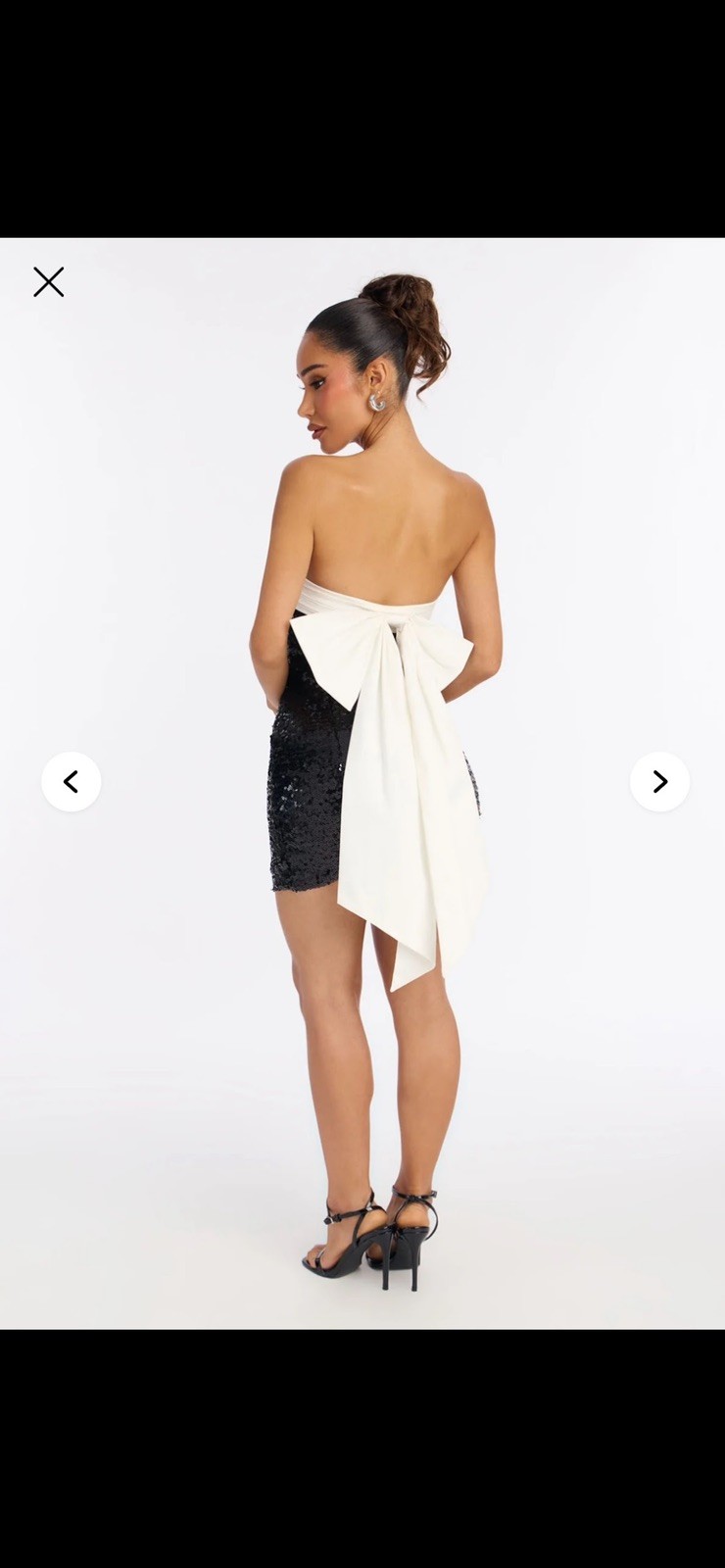 FASHION NOVA Becca Bow Sequin Mini Dress Black White Bow Party Plus 2X