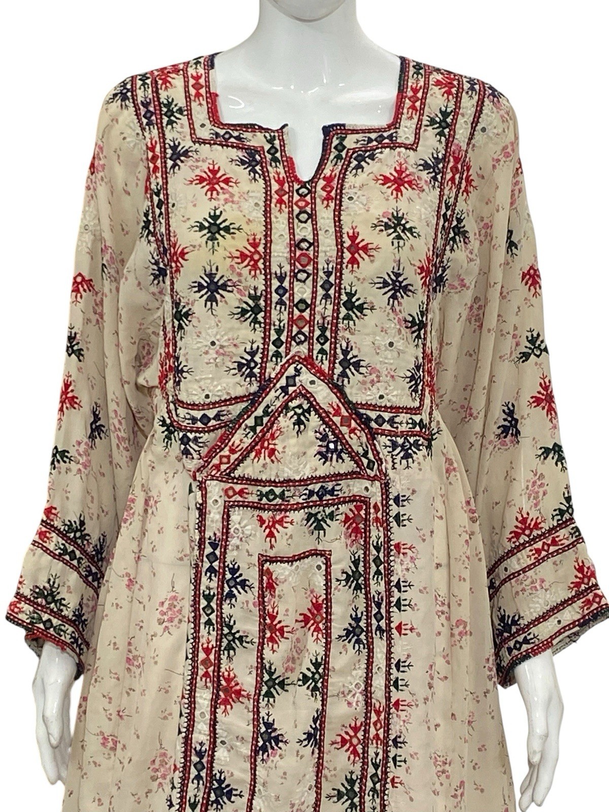 Isabel Marant Etoile Inesia Embroidered Kaftan Style Women Mini Short Dress S 36