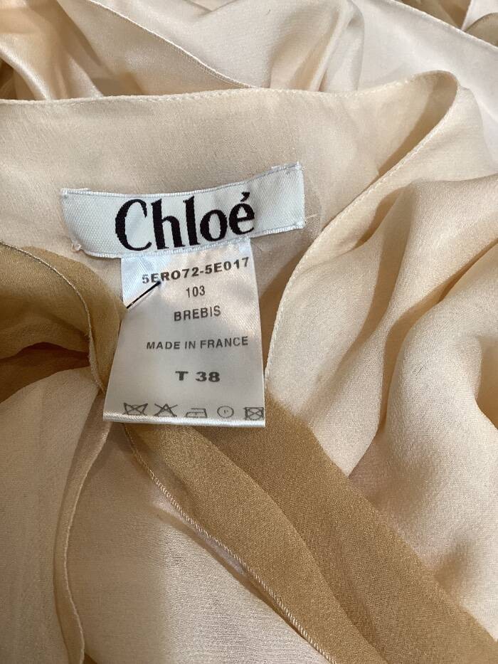 CHLOE VINTAGE S/S 2005 RUNWAY SILK HALTER DRESS SIZE fr 38