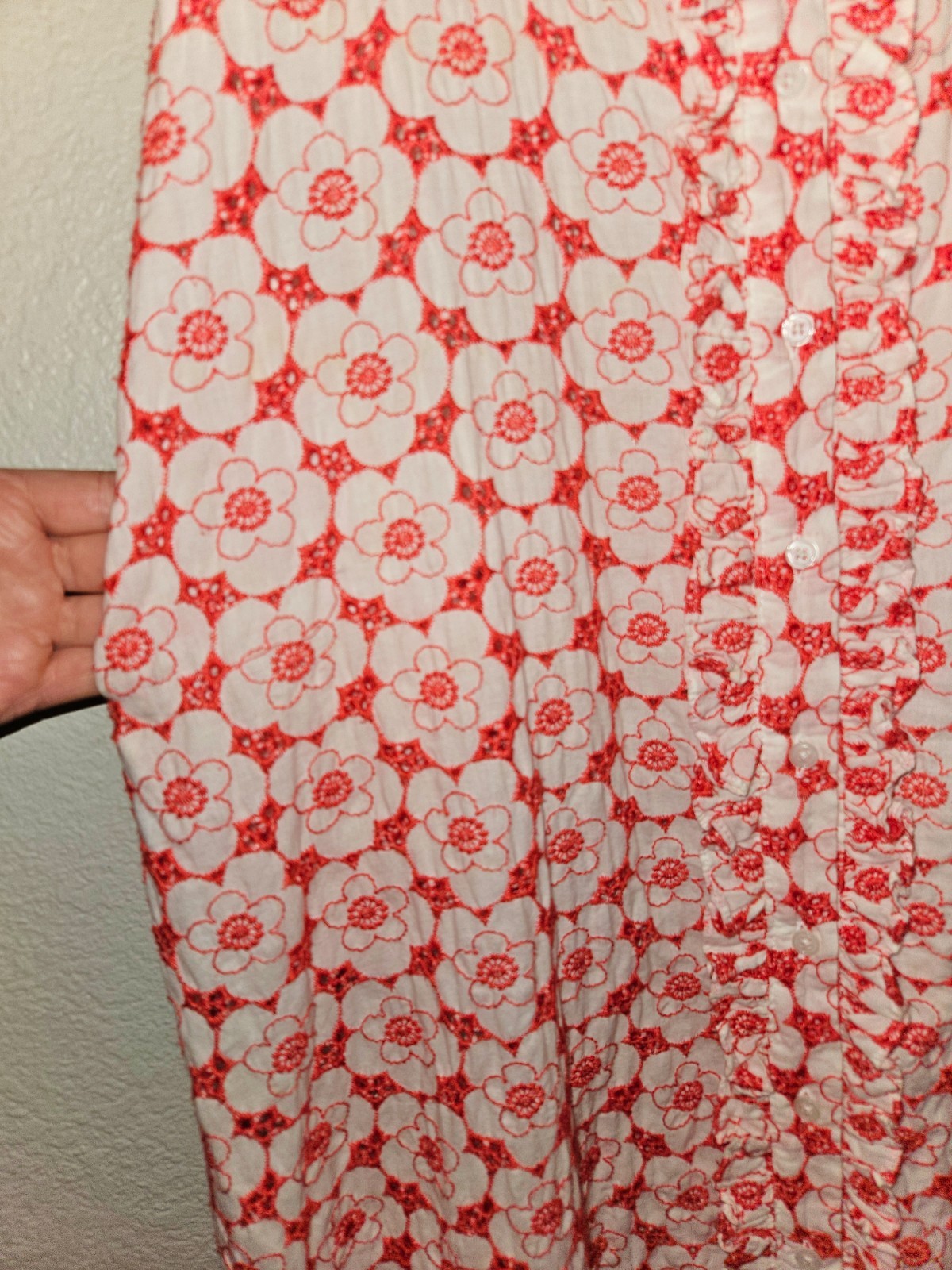 Lisa Marie Fernandez Embroidered Eyelet Dress Size 1 (US 2 4) Tomato Red Cream