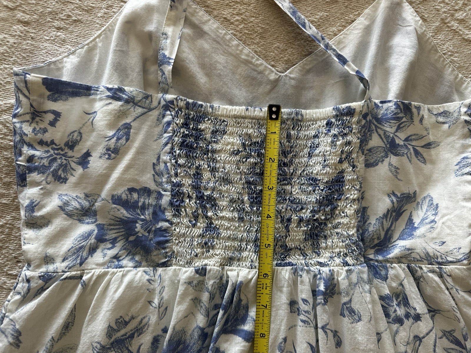Gap 💯%Cotton Dress Offwhite Floral Maxi Blue/ White Floral Summer Sz 12 Med
