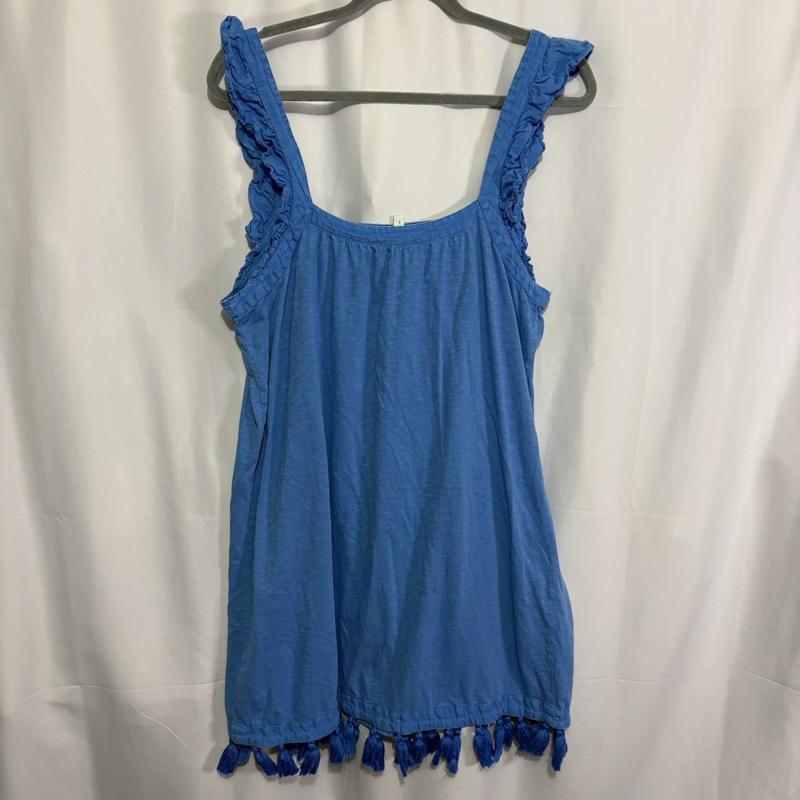 Vineyard Vines Tassel Shift Mini Dress Blue Large Coverup Beach Preppy Nautical