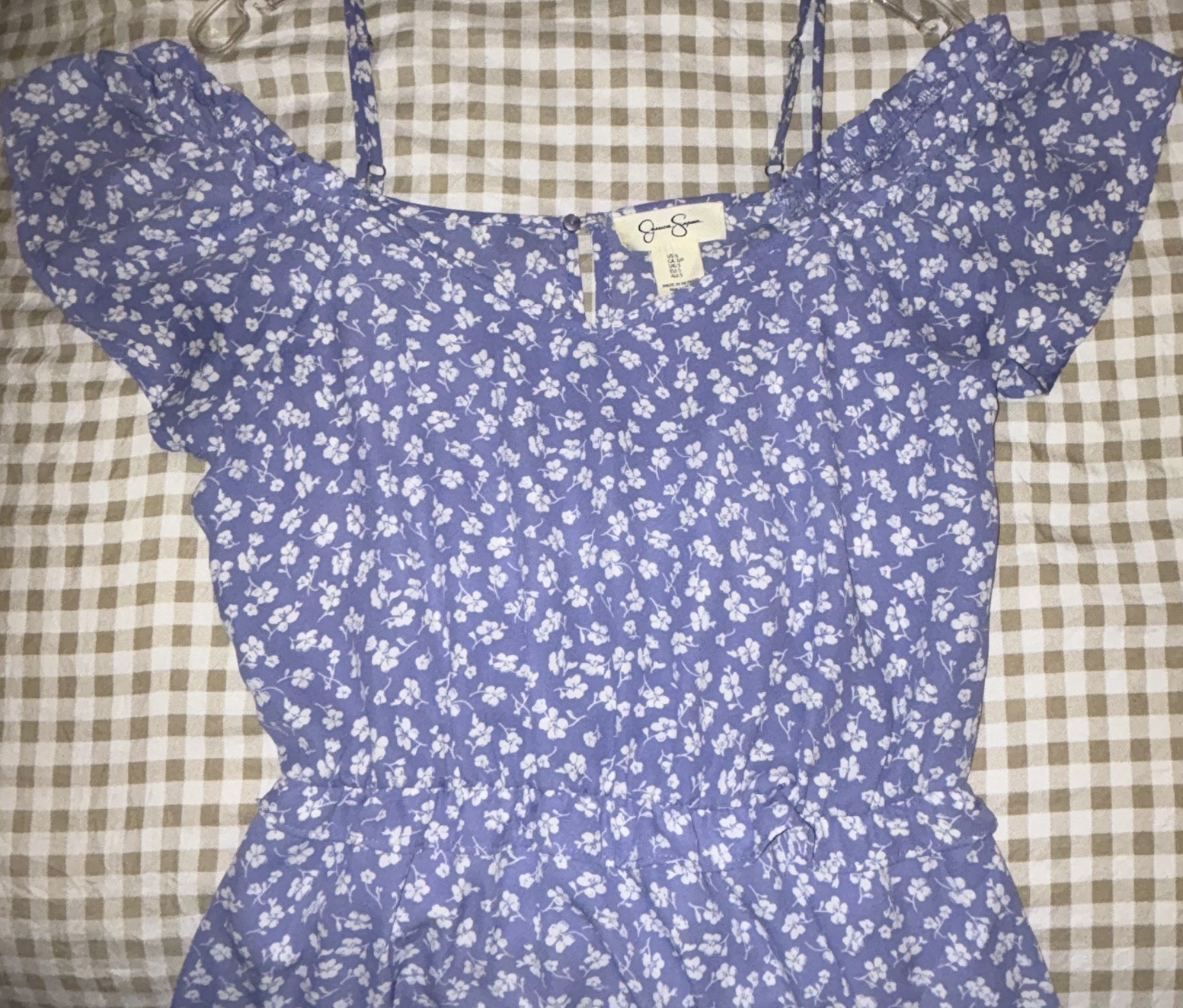 Jessica Simpson blue dress with white flowers Size Small above knee