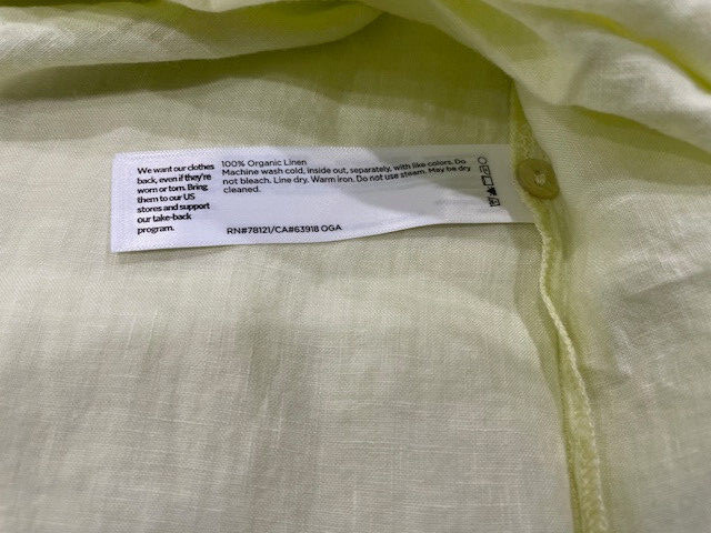 NWT! EILEEN FISHER $248 L ‘Citrus’ Lemon yellow Mandarin Collar Dress Mach Wash