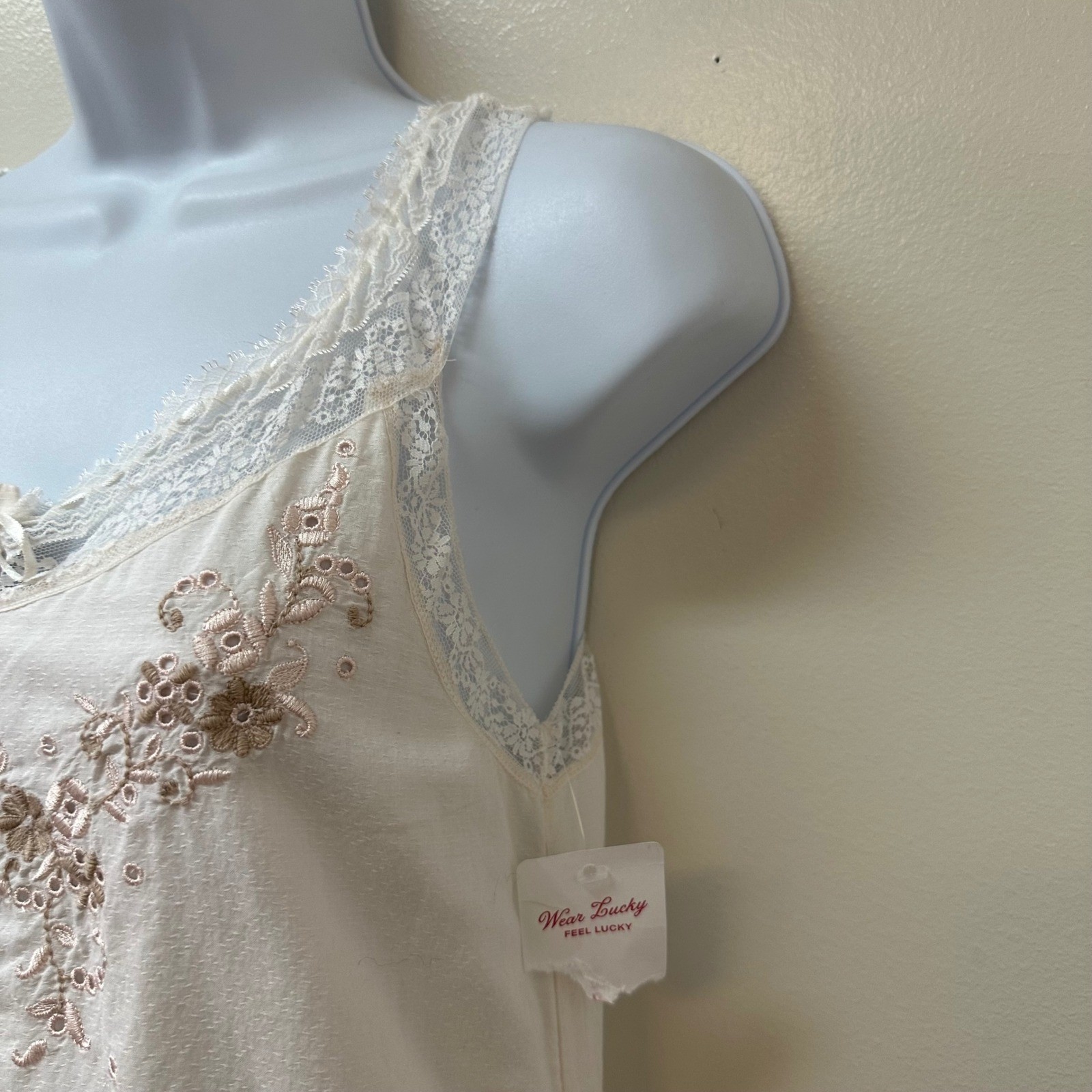 Lucky Brand White Embroidered Boho Mini Dress Sleeveless Button Front XS NEW