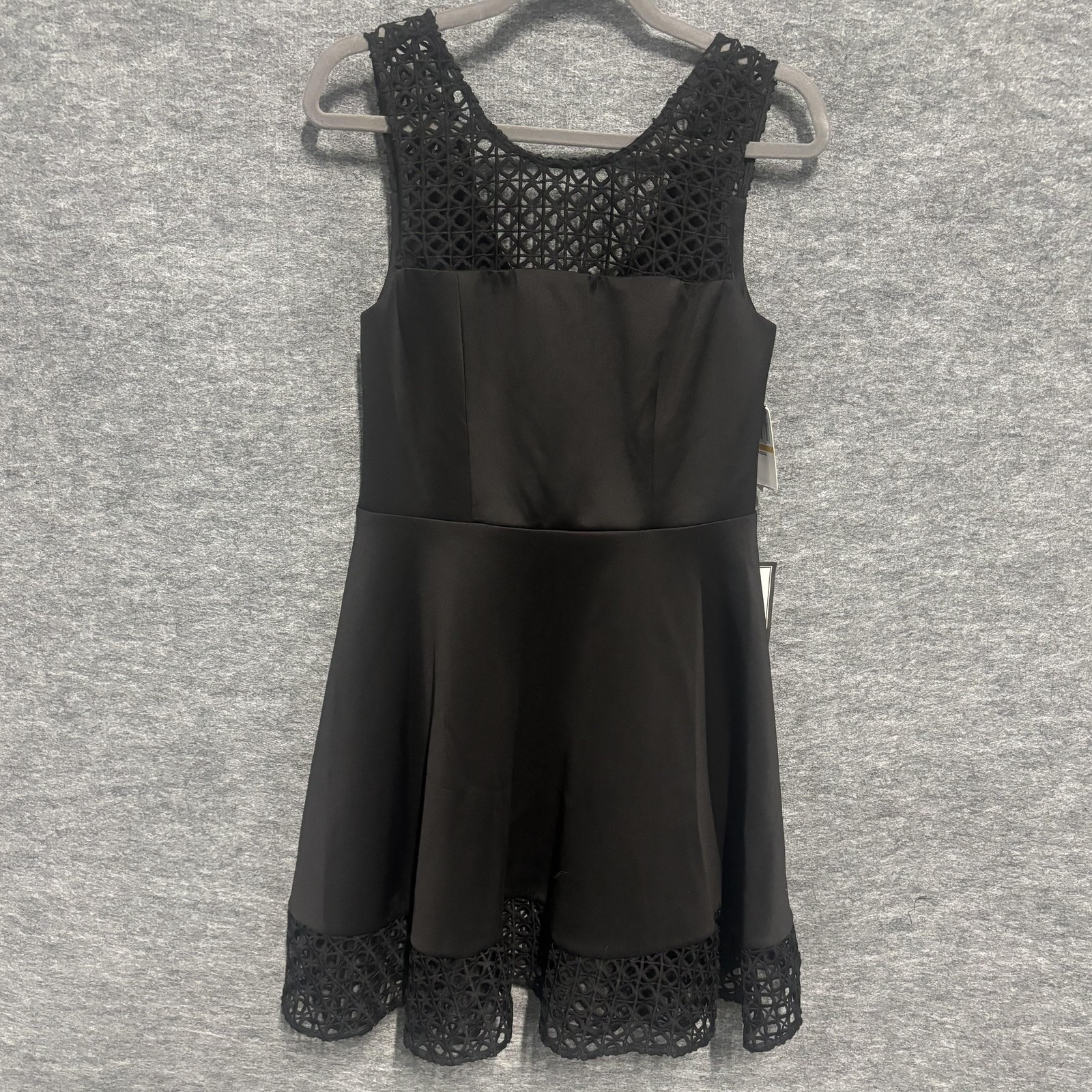 City Studio Dress Juniors 7 Black Crochet Fit & Flare Sleeveless Party Cocktail