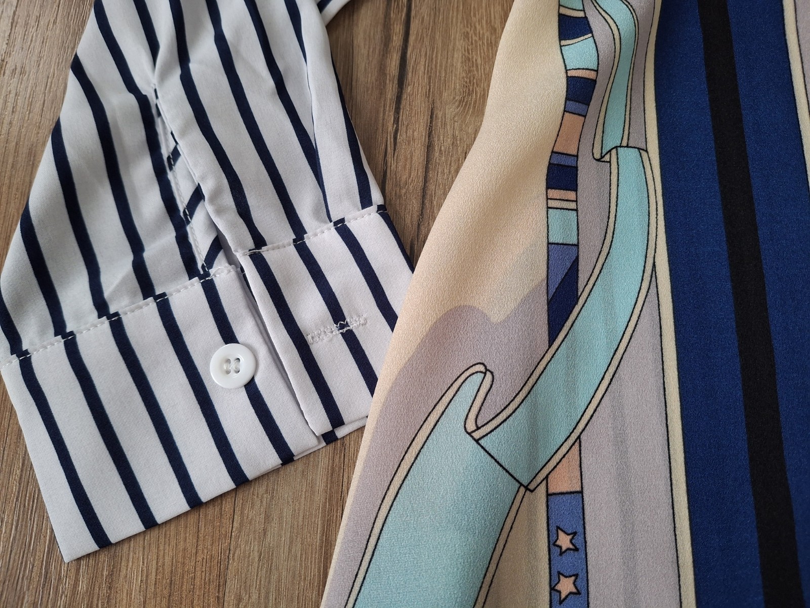 CAMELLIA By Affection Blue White Striped Multi Color Shirt Dress Nautical Small
