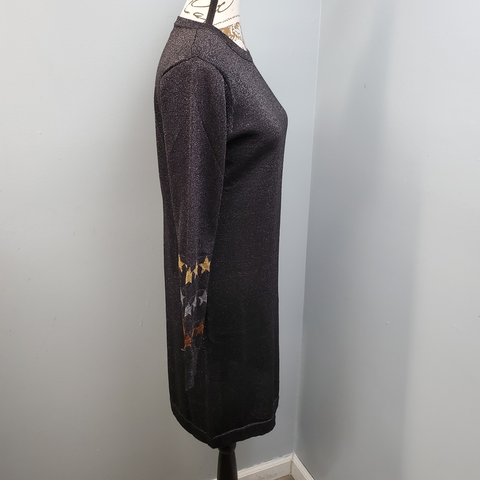 Sugarhill Brighton Sparkly Sweater Dress Women 4 Multi Metallic Knit Long Sleeve