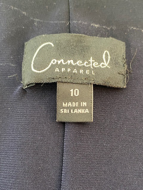 Connected Apparel Womens Size 10 Navy Blue Floral Burnout Overlay Dress Cocktail