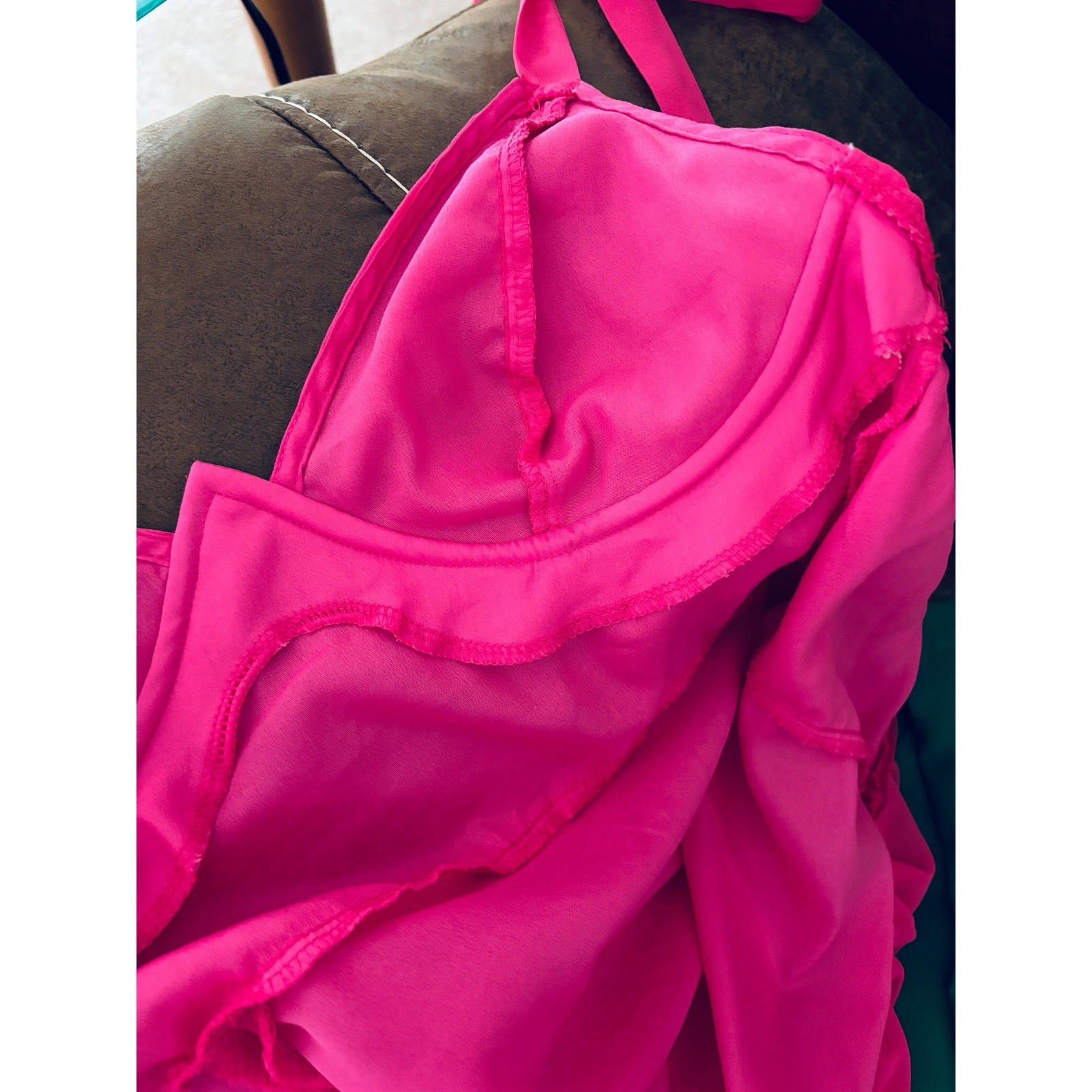 PrettyLittleThing Hot Pink Underwire Detail Draped Midi Dress Sz 8
