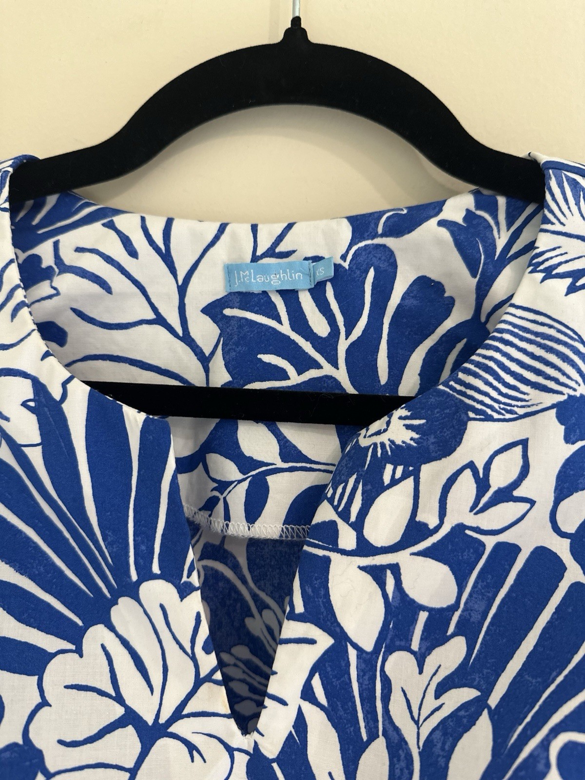 J McLaughlin Blue White Evalyn Garden Walk Printed Floral Dress Sz XS Belted
