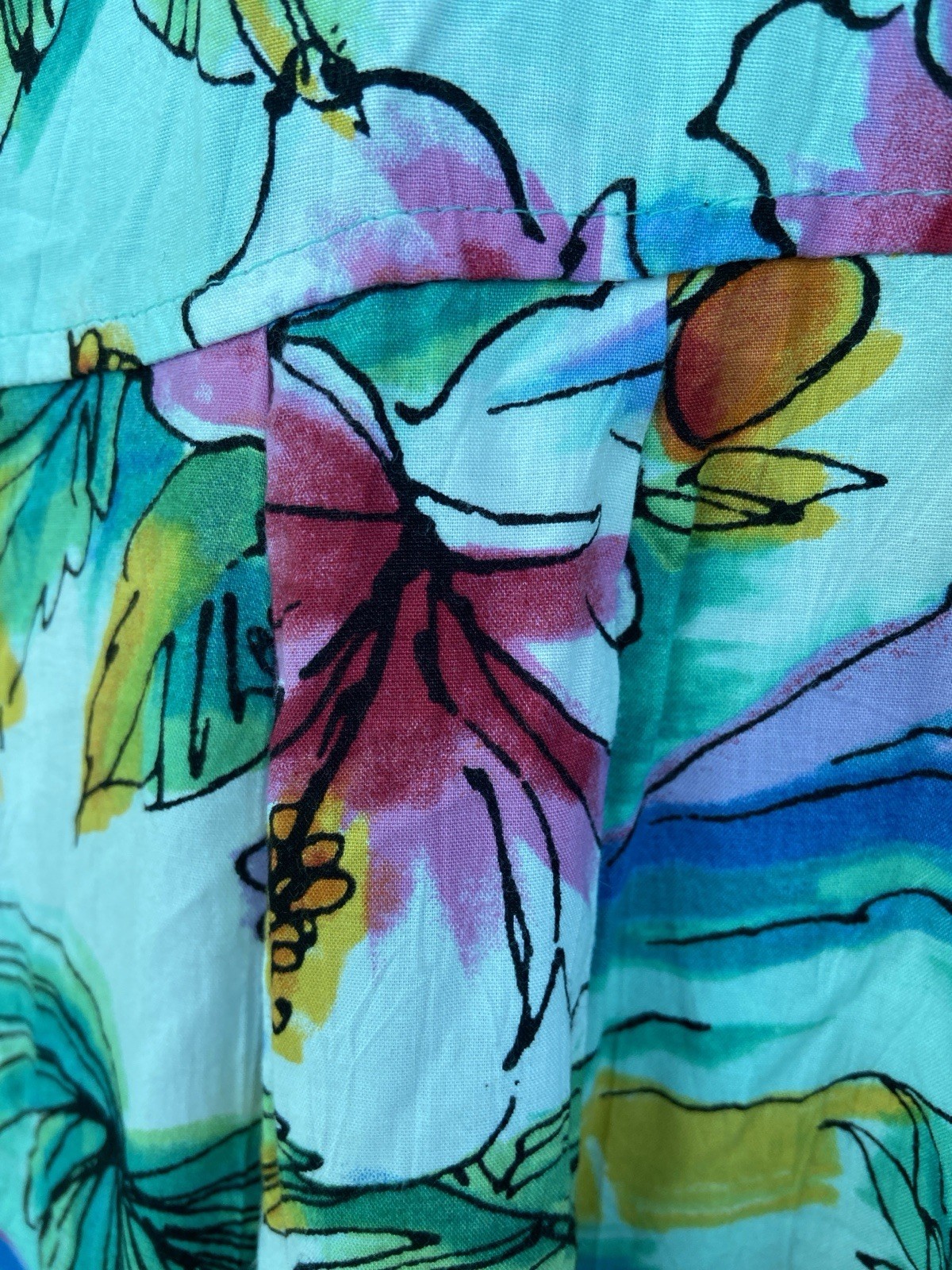 Vintage Jams World Shellbiscus Sleeveless Dress Maxi Tropical Floral Size Large