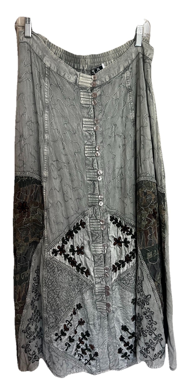 Vintage Skirt L Embroidered Boho Cottagecore Western Renaissance Fair. Dd