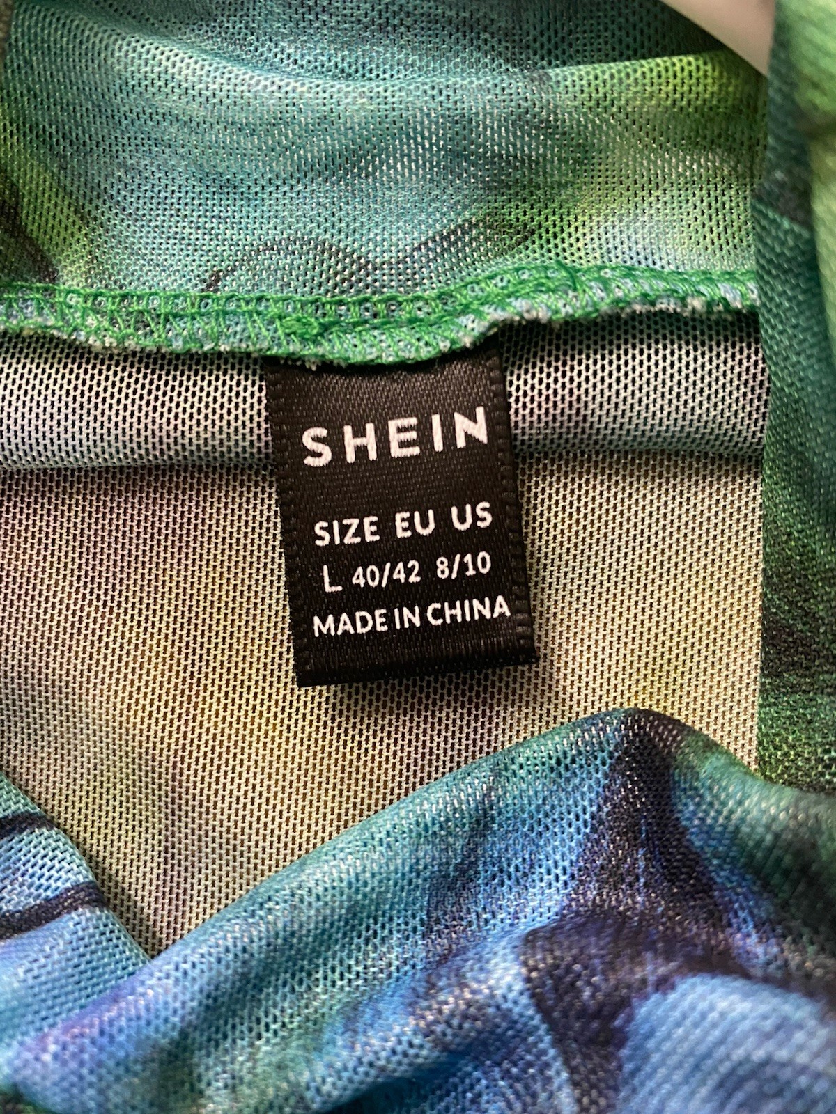 Sexy See through Mesh Mini Summer Dress Ethereal Print Sheer Y2K Cyber Grunge L