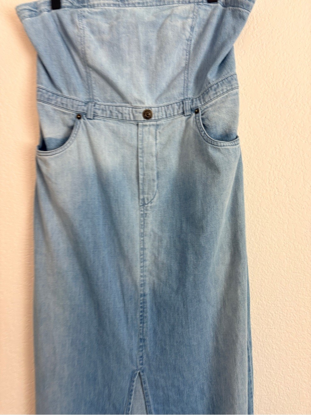 Free People Picture Perfect Light Wash Denim Strapless Dress