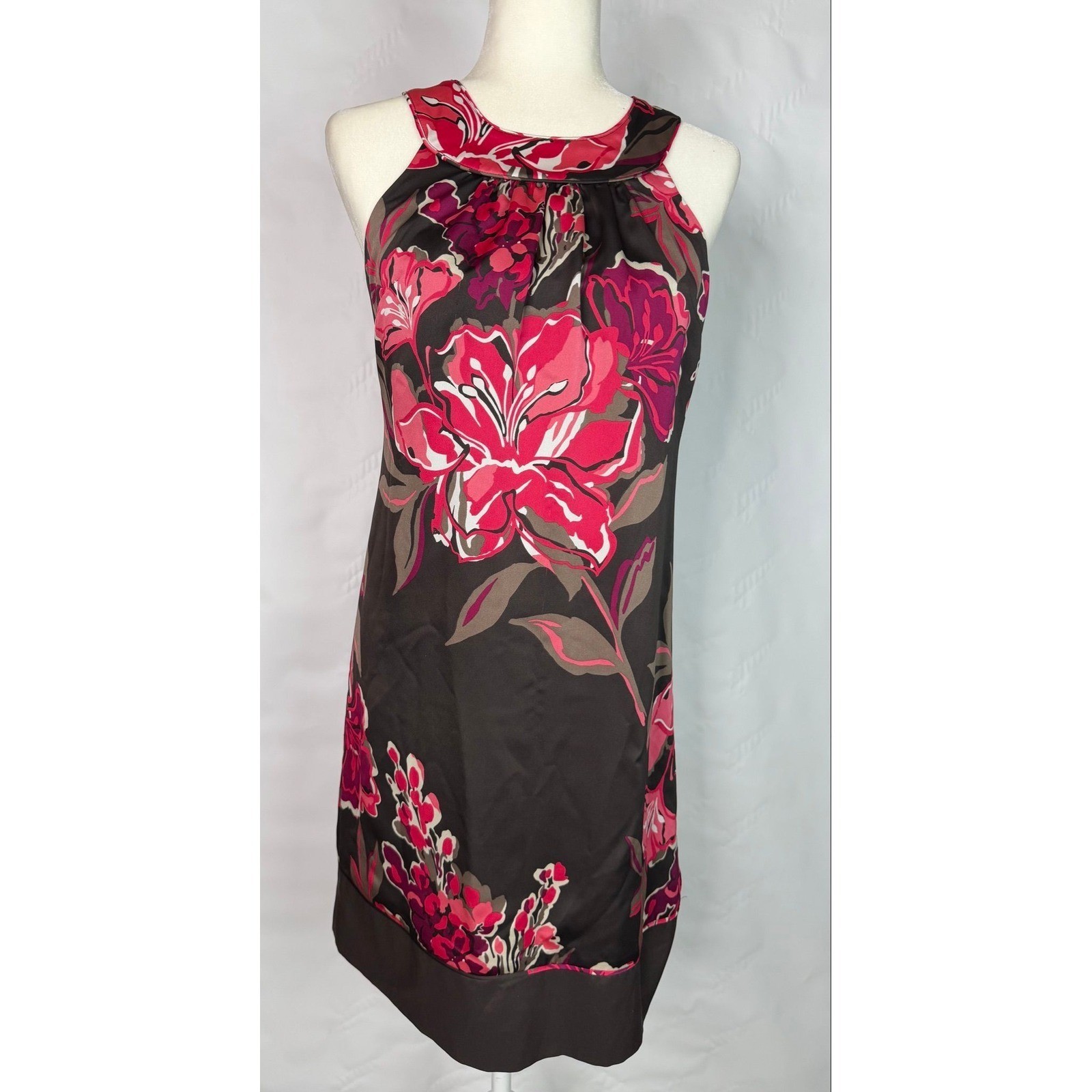 Ann Taylor Black Floral Print Mini Dress