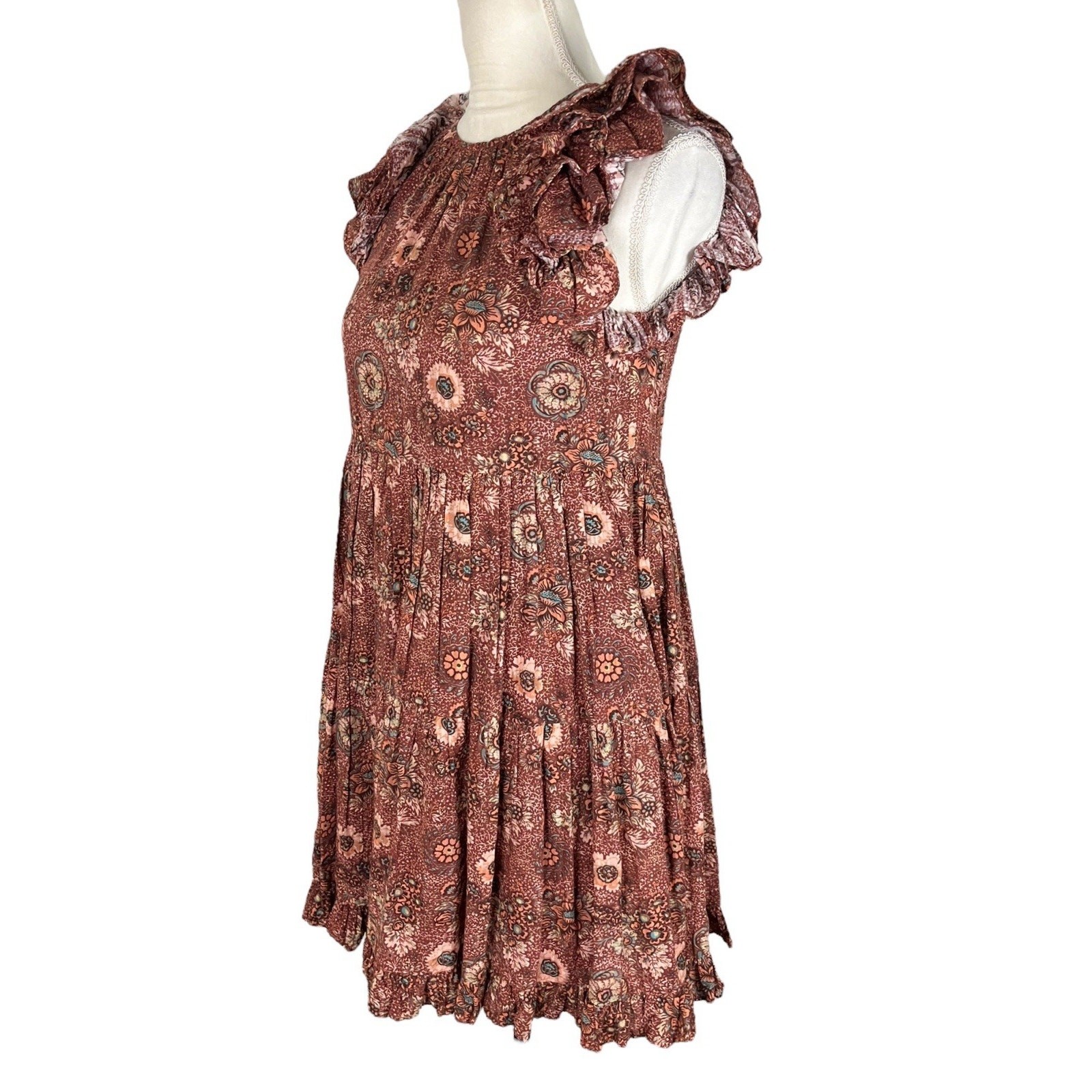 Ulla Johnson Adele Flutter Sleeve Mini Dress Rosebud Flutter Casual Boho Size 00