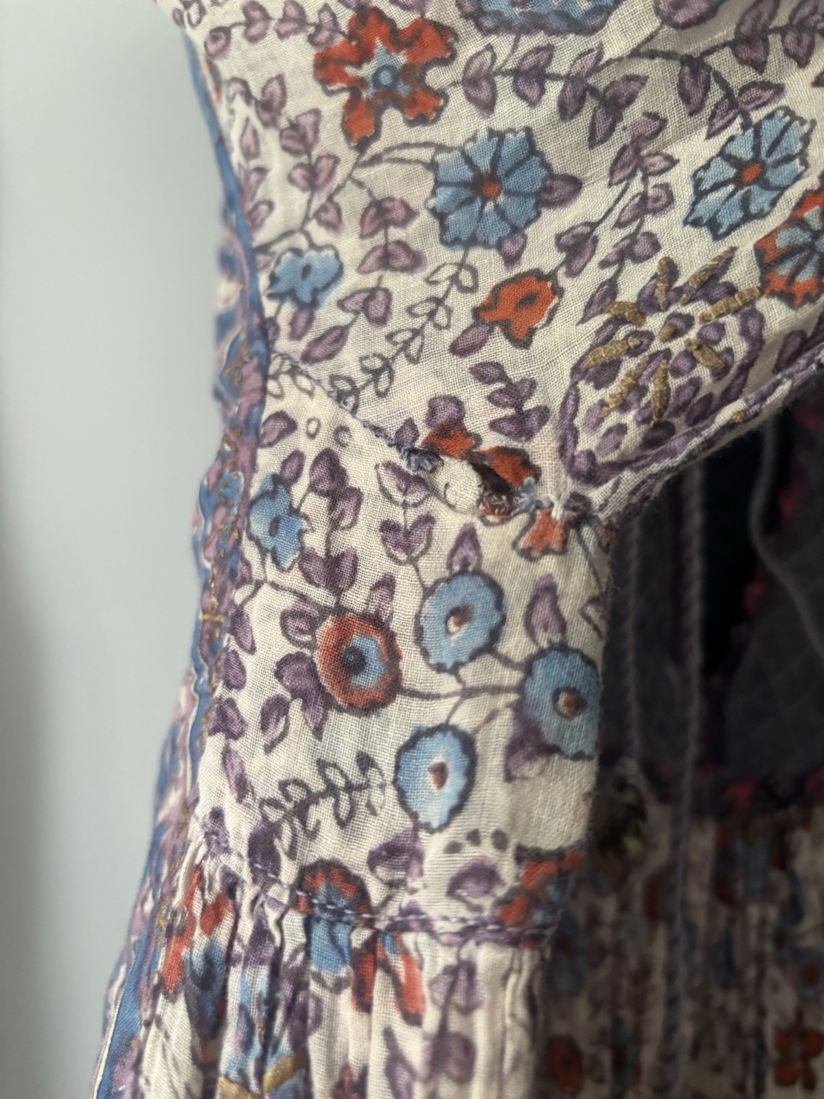 1970s vintage cotton gauze Indian block print dress true vintage antique size M