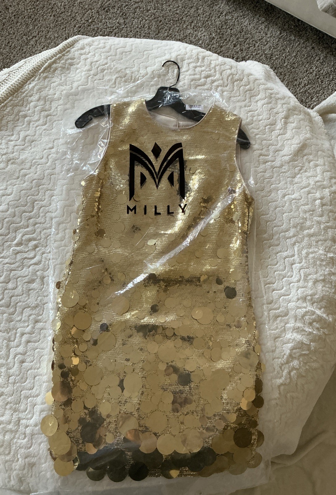 Milly Ivette Cascading Pailette Sleeveless 5LG Gold Size 2