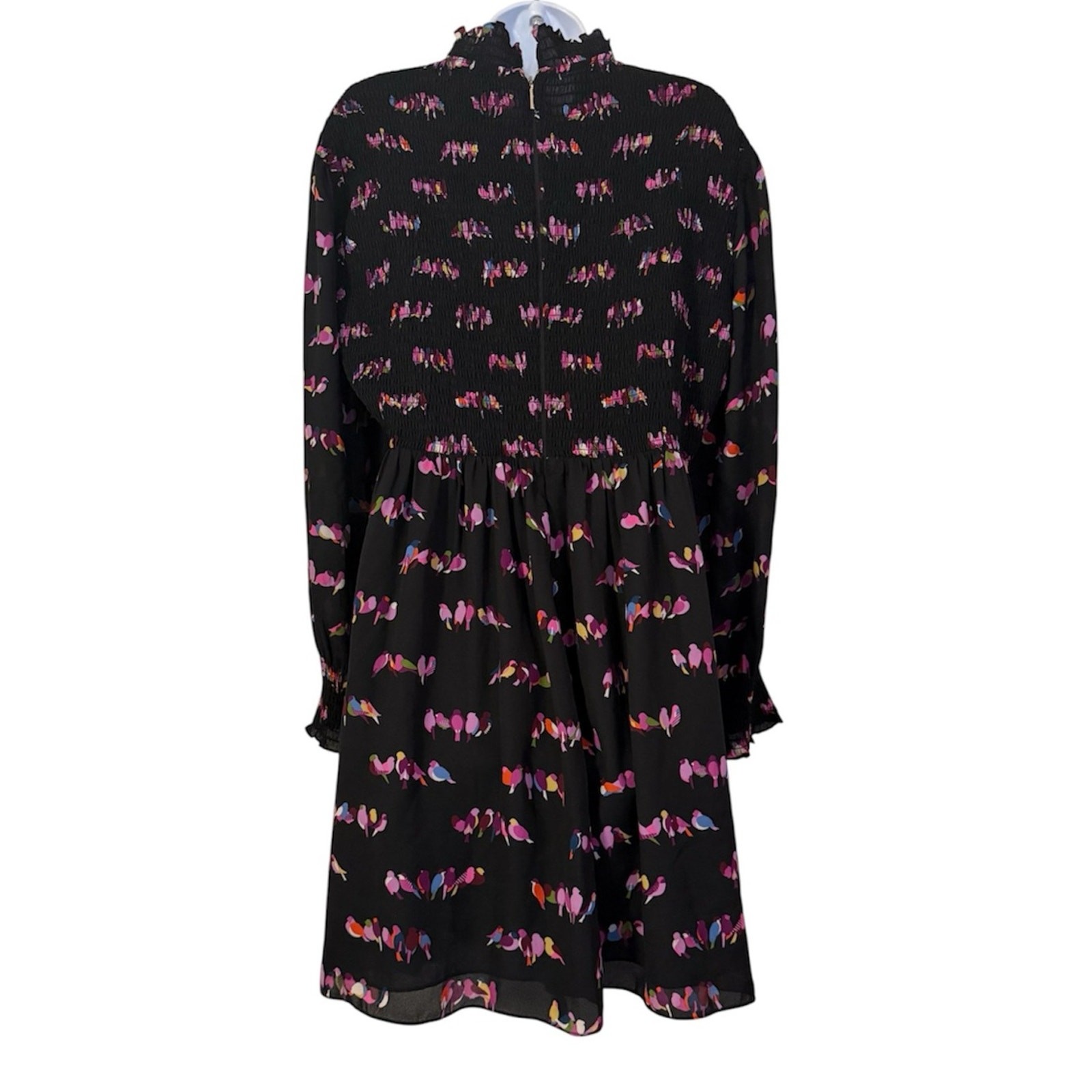 Kate Spade Love Birds Smocked Long Sleeve Knee Length Dress Sz 10