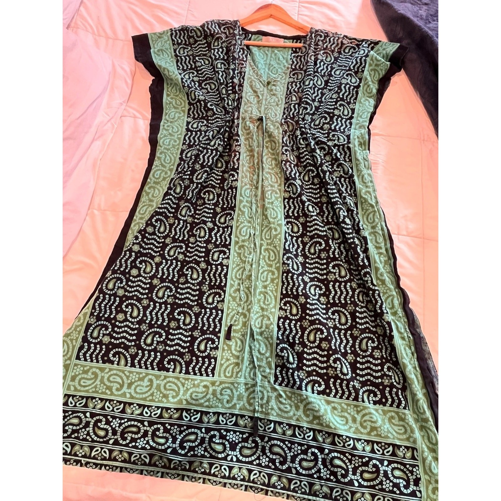 Batik Caftan Dress Lounge Wear Boho Patio Kaftan J Gee Ethnic Artsy Maxi Coverup