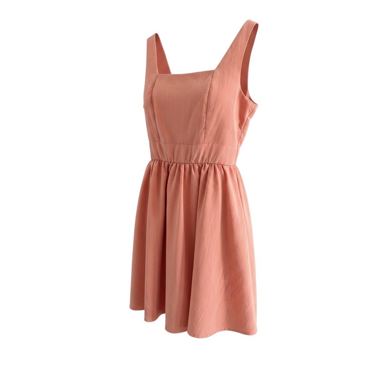MiAmi for Francesca’s Coral Pink Square Neck Smocked Back Mini Dress Small