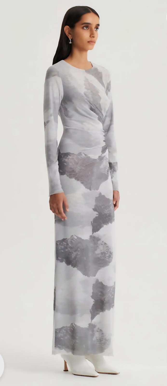 Scanlan Theodore Mesh Cloud Print Dress in grey, BNWT, RRP $650