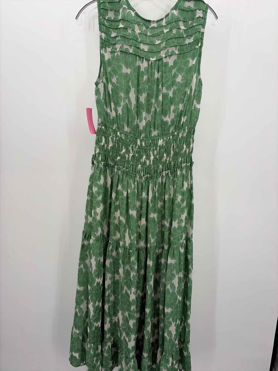 Pre-Owned Current Air Green Size Medium Floral Maxi Sleeveless Dress