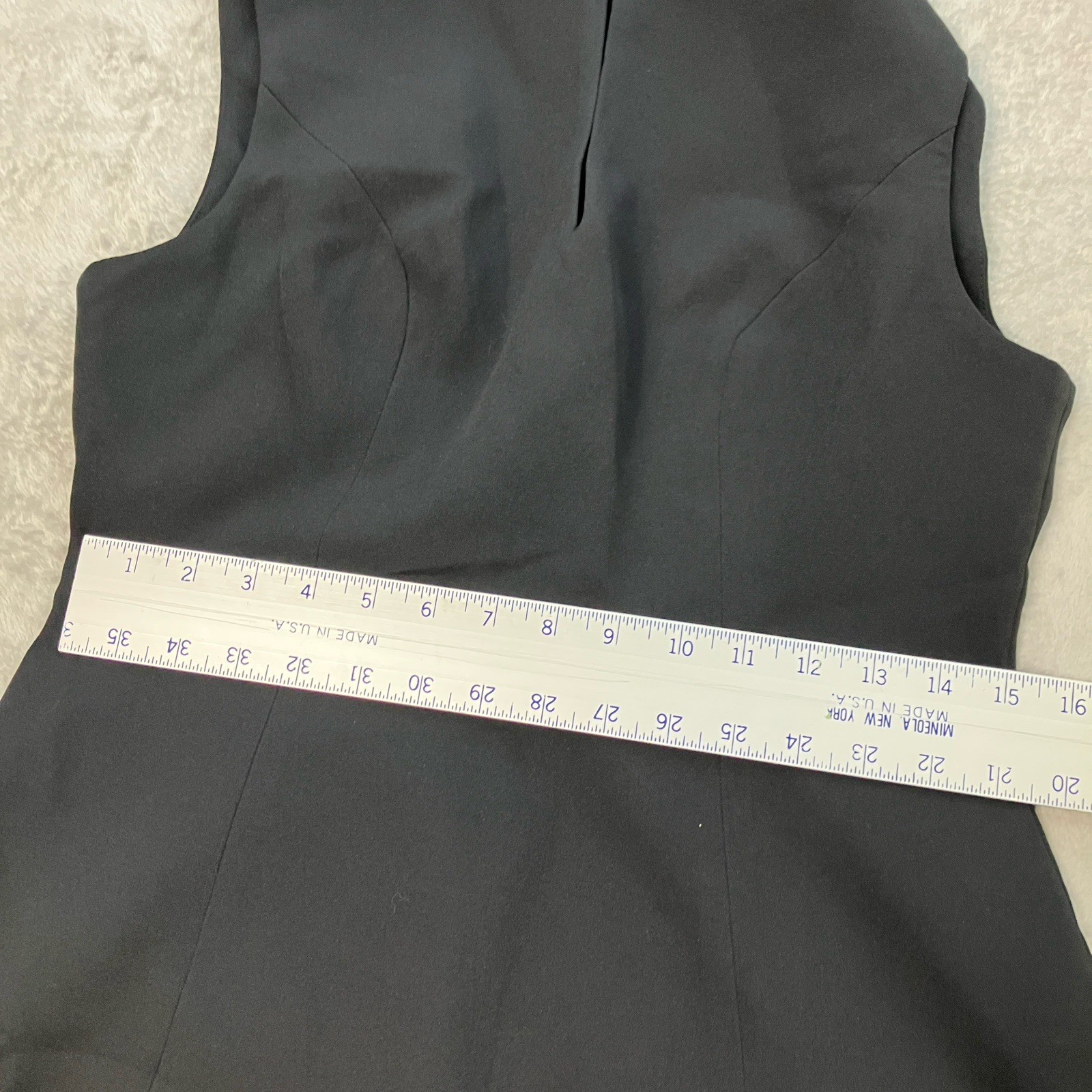 Commense Womens L Black Bow Neck Mini Dress White Pleated Hem Sleeveless Preppy