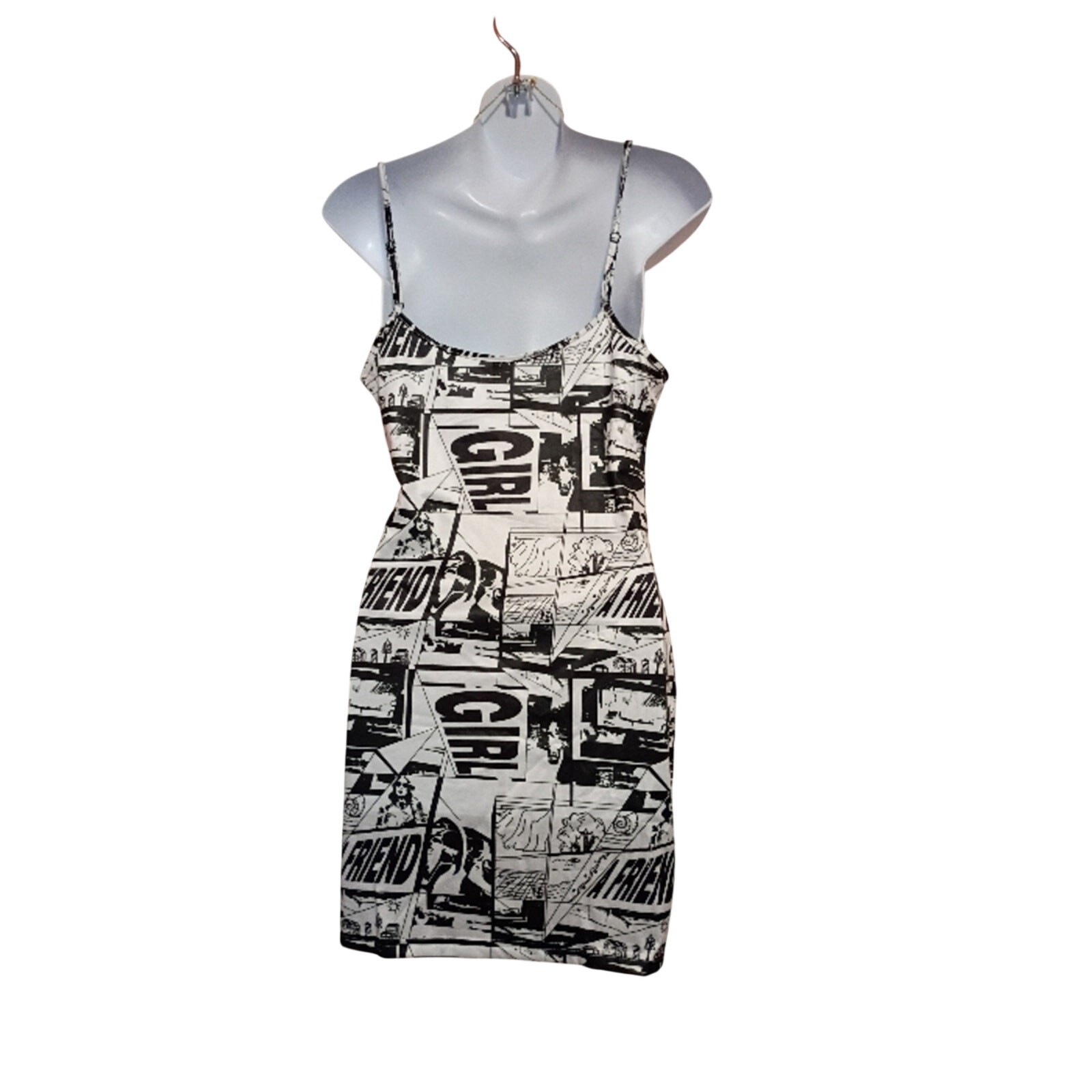 NWT SHEIN Ladies Black & White Graphic Print Mini Dress Sz Lg