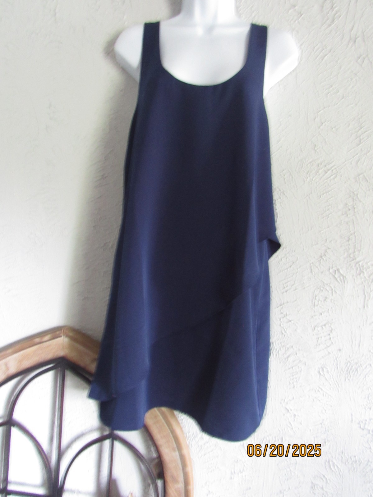 Petticoat Alley M navy shirt tank top layered hem racer back light weight cute