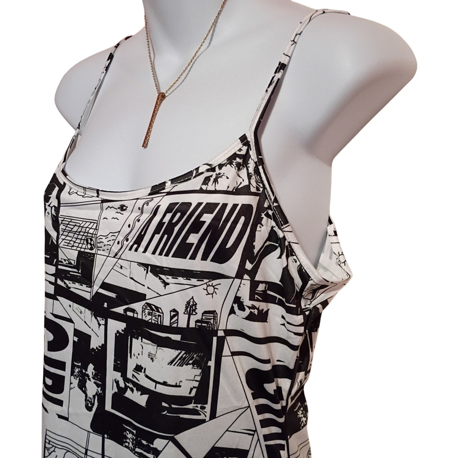 NWT SHEIN Ladies Black & White Graphic Print Mini Dress Sz Lg