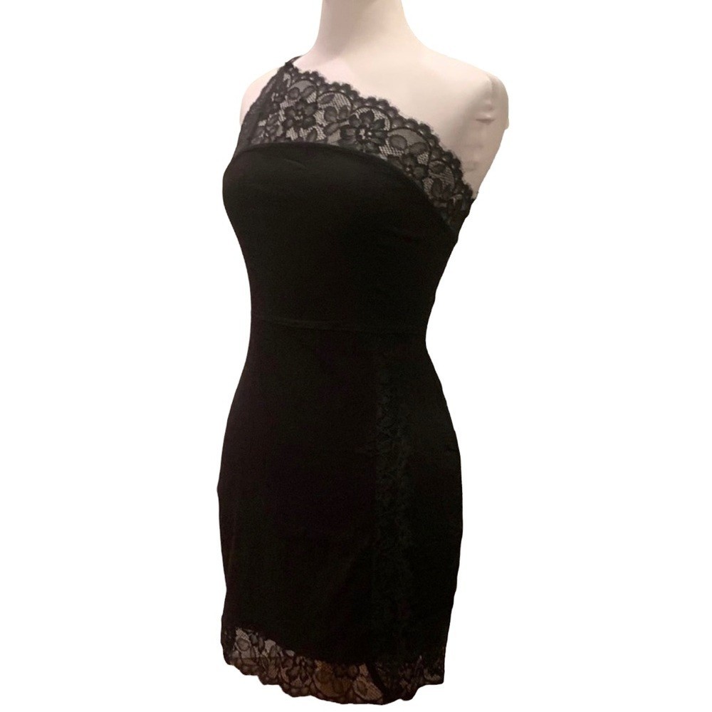 NWT Free People Premonitions Bodycon Dress Small Black LBD Mini Fitted Lace