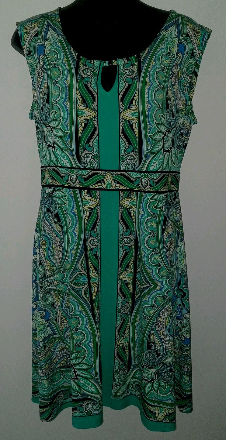 Apt 9 Multicolored Print Sleeveless Keyhole Neck Aline At Knee Dress Sz Med