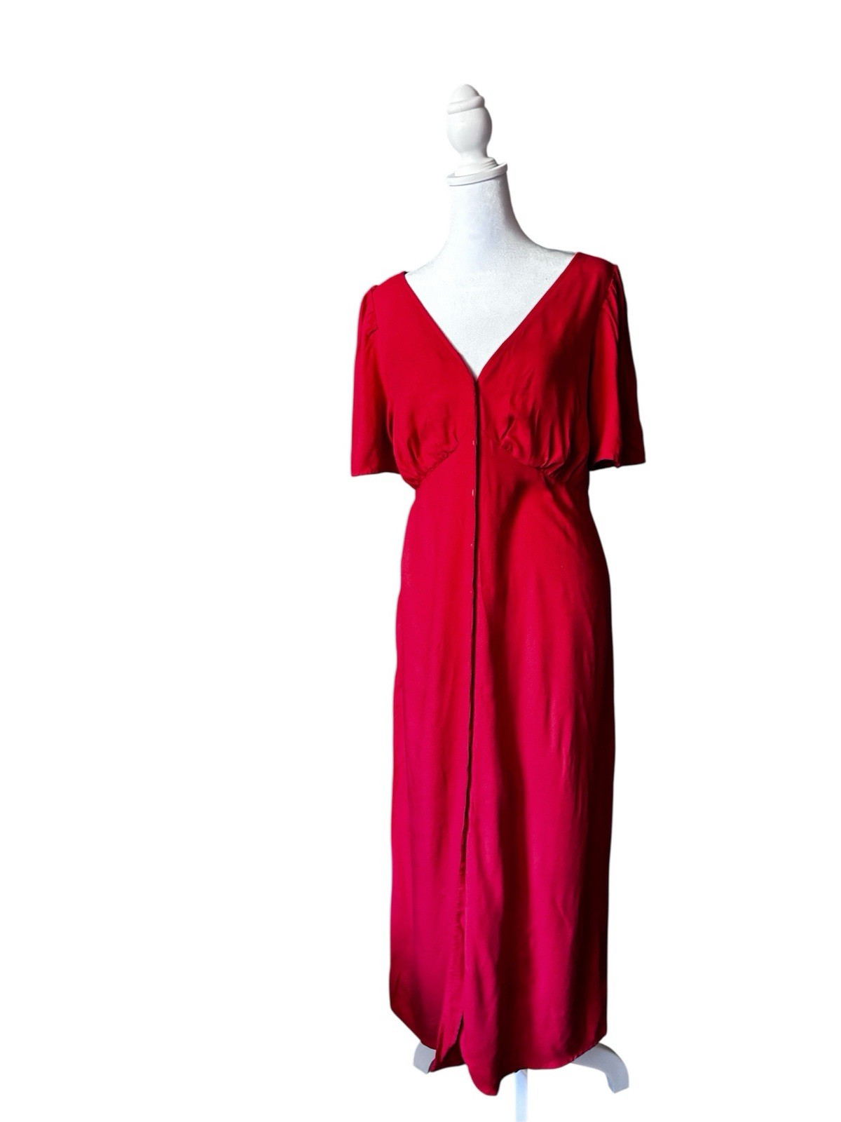 Old Navy V-neck A-Line Maxi Dress Puff Sleeve Button-Front M
