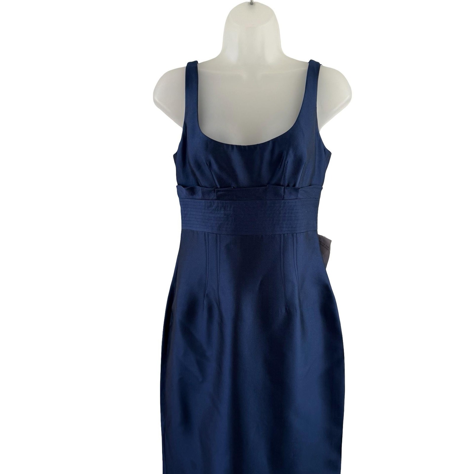 Vintage Kay Unger New York Navy Wool Silk Blend Column Gown Dress 4 NWT Luxury