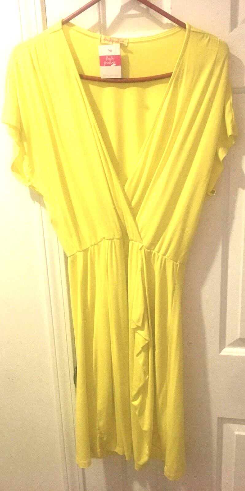 NWT FRESH PRODUCE Yellow Stretch Dress M Wrap-like Sun Blaze $74 Women’s Summer