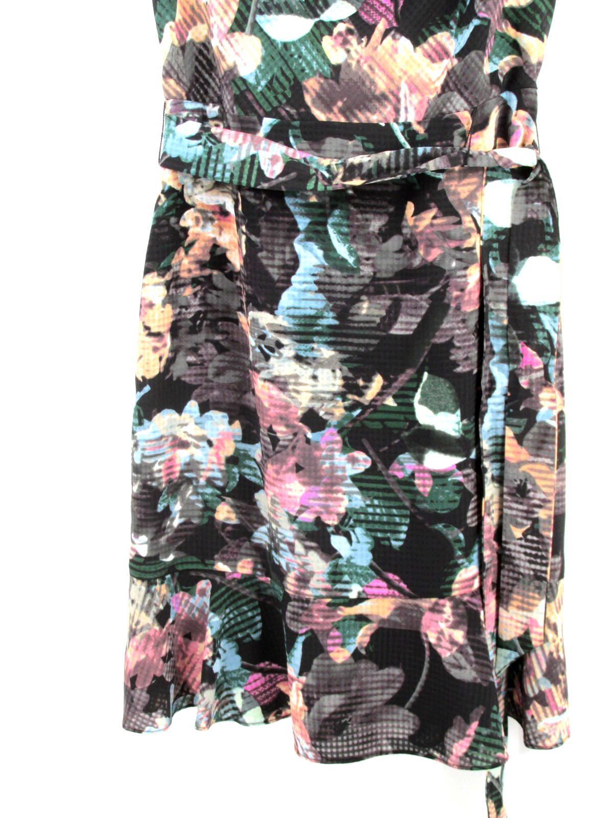 OUTBACK RED Midi Shift Dress Women 4 Black Floral Lined Belted Cottage Core