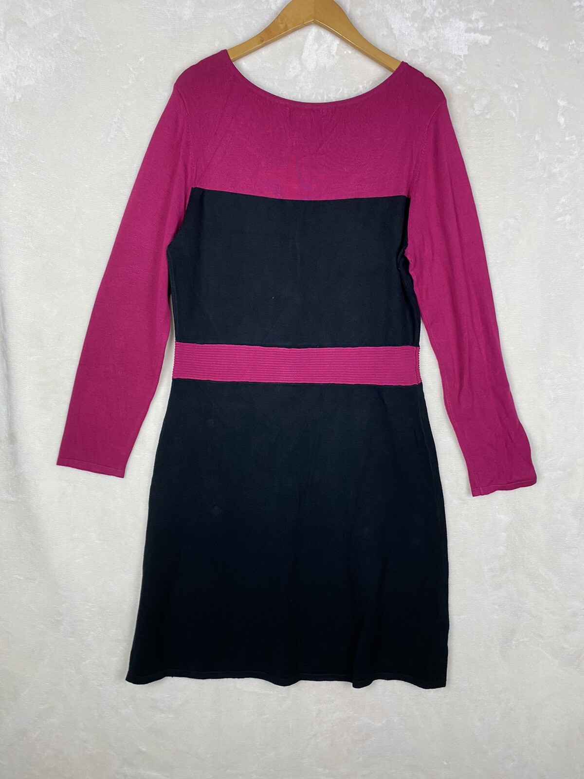 Artisan Knit Sweater Dress Womens Large A-Line Colorblock Stretch Office Work